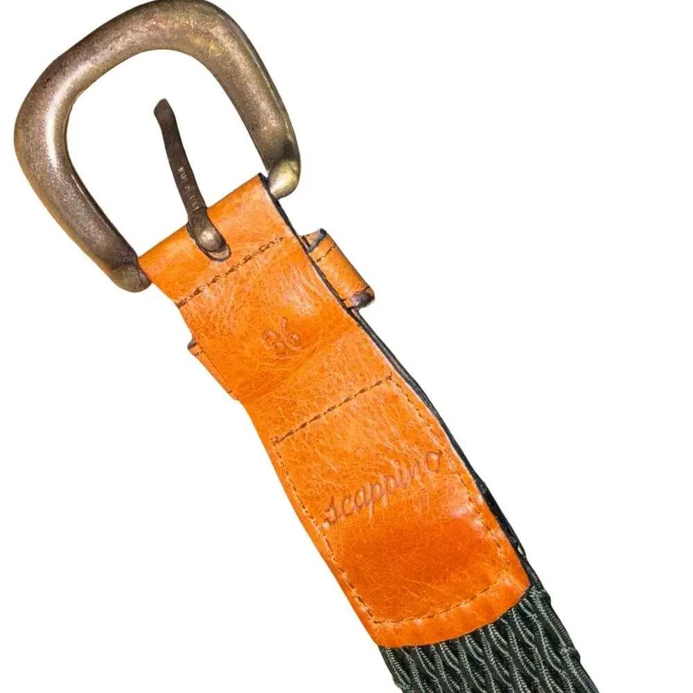 Scappino Green Nylon Leather Belt     Size: 36